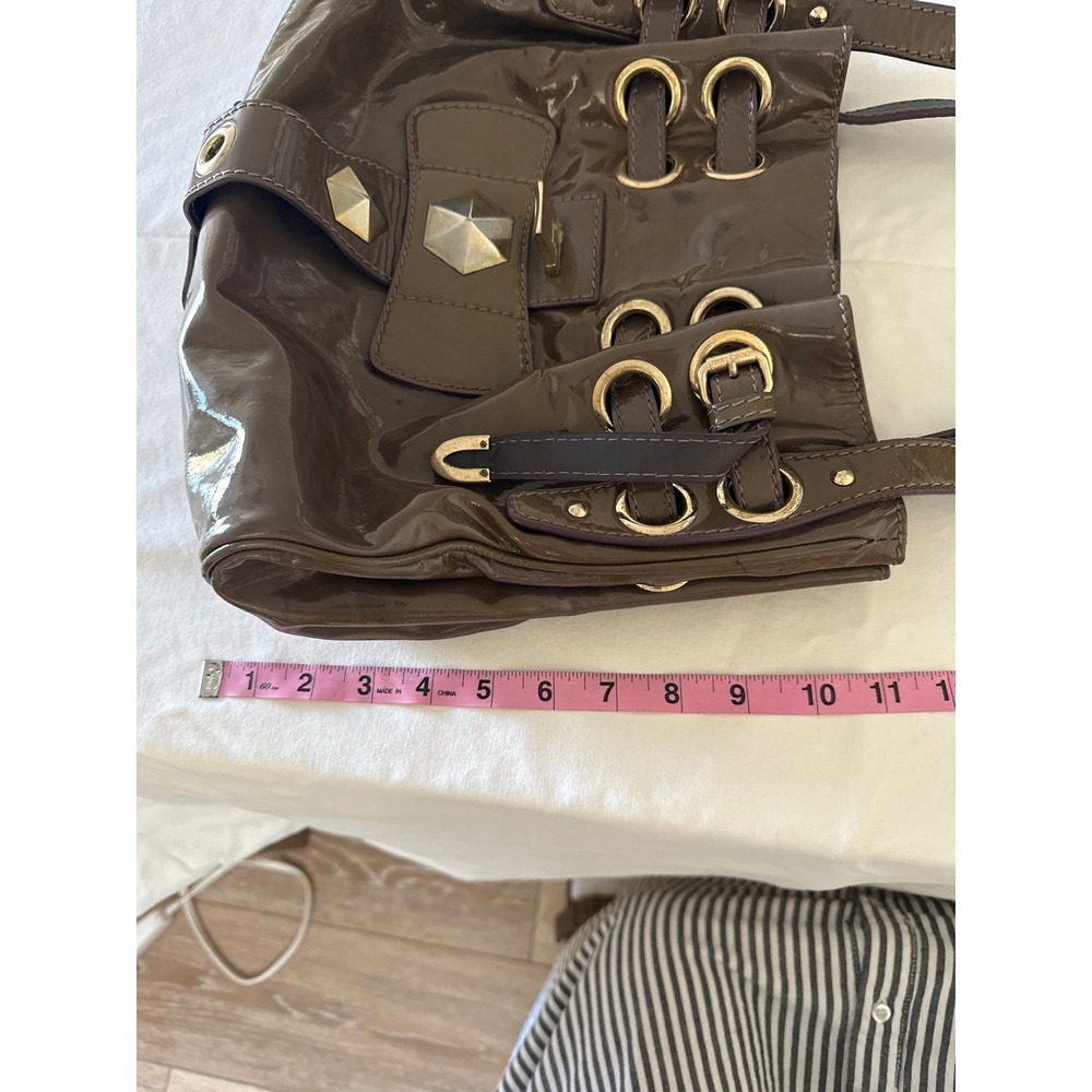 Jimmy Choo Ramona Shoulder Bag Taupe/Brown Patent Leather Made in Italy - Picture 14 of 15